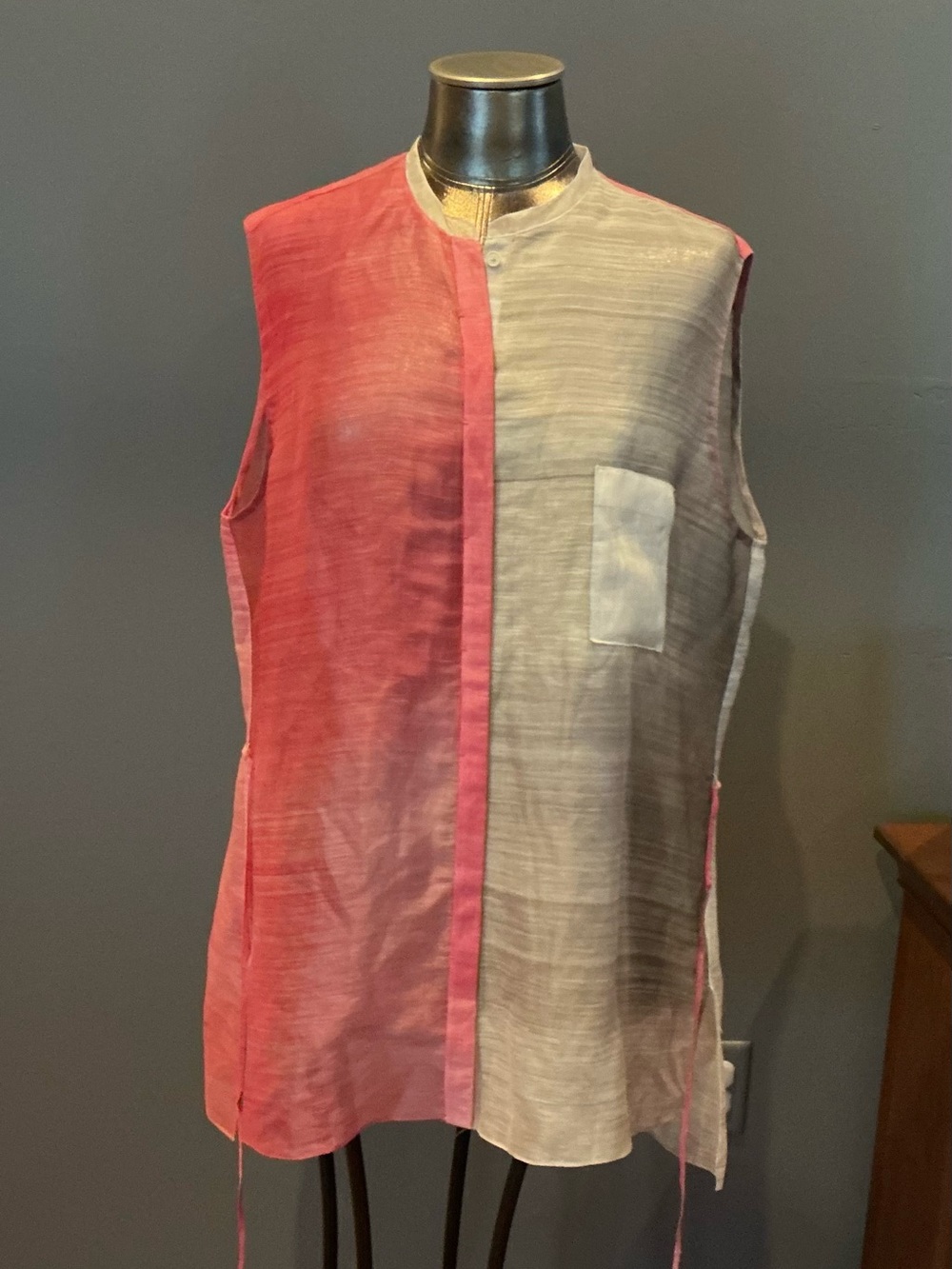 Elie Tahari Pink + Gray Tunic Top